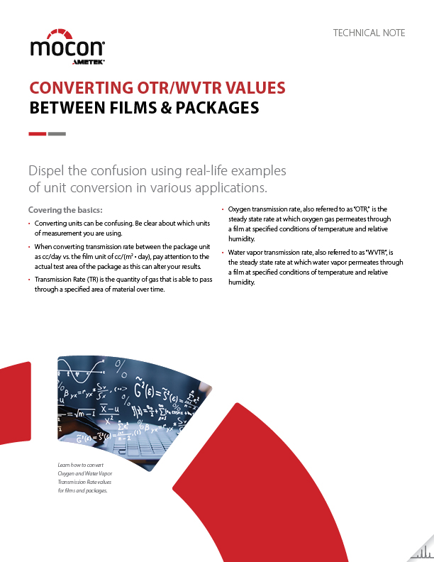 Converting OTR/WVTR Values Between Films & Packages