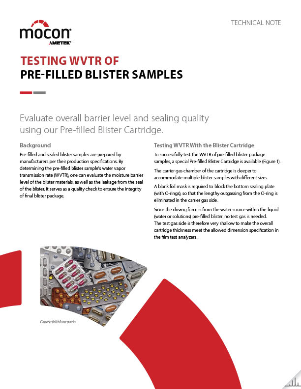 Testing WVTR of Pre-filled Blister Samples